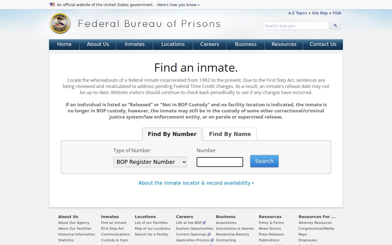 Orange County arrest history federal inmate locator page