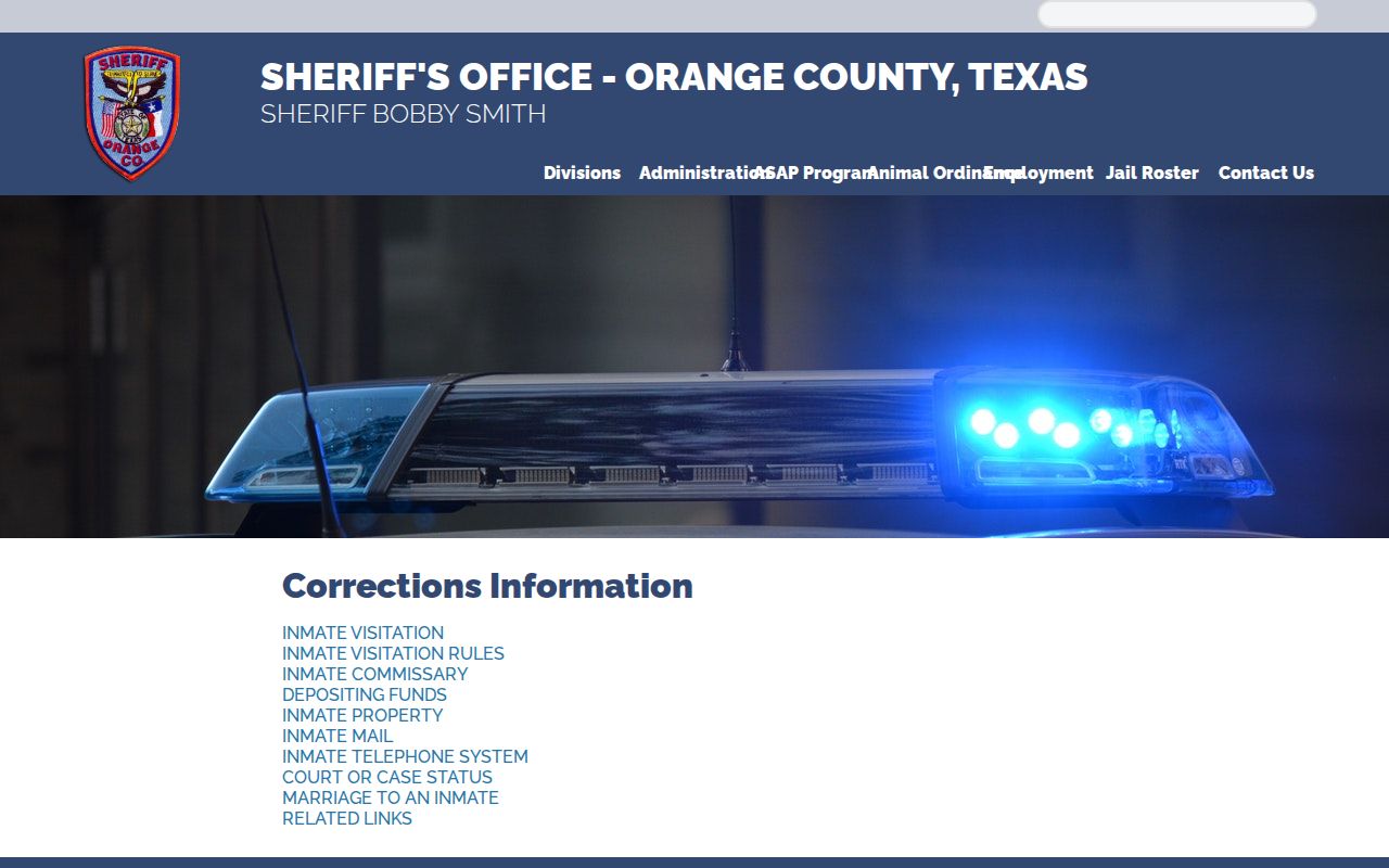 Orange County arrest history sheriff corrections information page