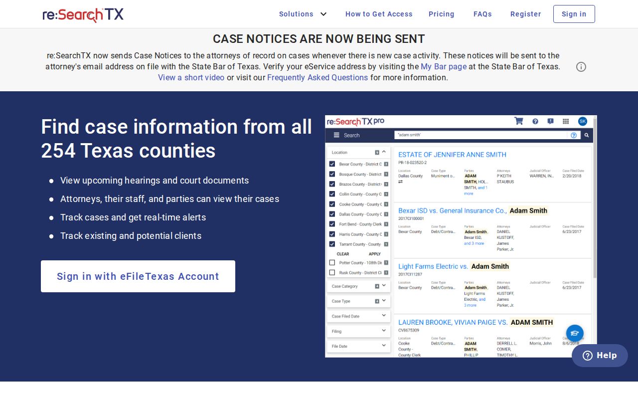 Orange County criminal court cases re:SearchTX search portal