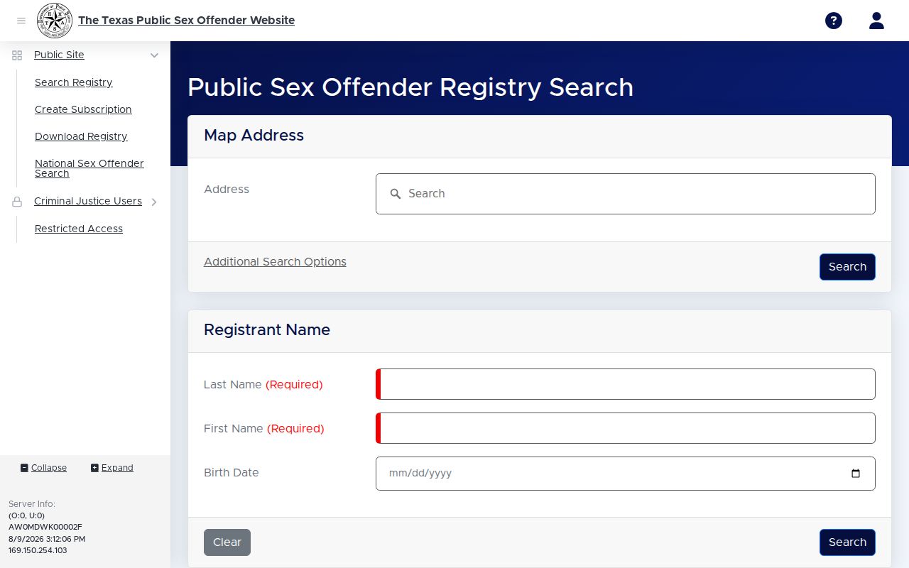 Orange County sex offender check Texas DPS registry search